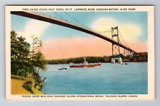 Thousand Island-Ontario, International Bridge St Lawrence River Vintage Postcard picture