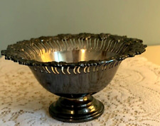 Vtg. Sheffield Reproduction Silverplate Unpolished Pierced Bowl w/Grapevines picture