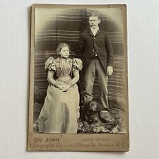 Antique Cabinet Card Photograph Beautiful Couple Beloved Dog Cheapside London UK picture