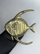 Vintage Solid Brass Tropical Angel Fish Wall Decor Hangings Mid Century picture