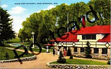 1952 MINOCQUA WI, State Fish Hatchery, Kropp postcard jj130 picture
