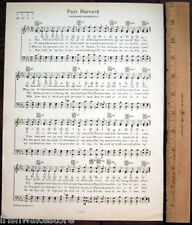 HARVARD UNIVERSITY Original Vintage Song Sheet c 1929 