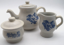 Vintage Pfaltzgraff Yorktowne Short Tea Pot, Creamer & Sugar Bowl picture