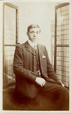Postcard Egremont,MA,Pleasant Young Man,Edwardian Suit,Meckin Photo Studio picture