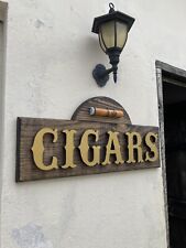 Cigar Lounge Whiskey Bar Cigars Wood Sign Raised Rustic Tavern Antique Look picture