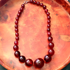 Vintage Cherry Amber Catalin Bakelite Phenolic Resin Beads Necklace 50 Gram picture