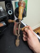VINTAGE ANTIQUE Woodworking Hand Crank Egg Beater Drill  12” picture