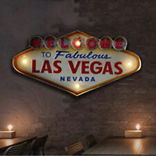 Vintage LED Light Metal Neon Signs Welcome to Las Vegas Pub Cafe Wall Decor picture