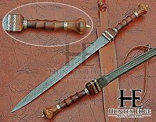 HUNTEX Handmade Damascus Blade, Rosewood, 73 cm Divine Roman Empire Short Sword picture