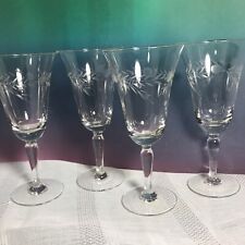 ETCHED CORDIAL liqueur shot set of 4.cocktail glass VTG  Stemware glasses Estate picture