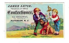 c1890's Victorian Trade Card James Levie, Confectioner, Boys & Dogs picture