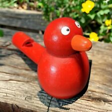 Red Wooden Bird Whistle Vintage 3