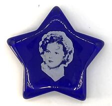 Vintage Shirley Temple Cobalt Blue Glass Star Paperweight With 1930s Photo picture