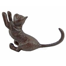 Playful Cat Figurine Statue Cast Iron Heavy Duty Rustic Antique Style Bookend picture