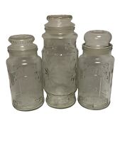 Set Of 3 Vintage Anniversary Planters Mr. Peanut Glass Jar with Lid Cannisters picture