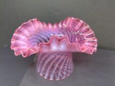 Fenton Cranberry Swirl Opalescent Glass Hat Bowl Vase 6 1/2