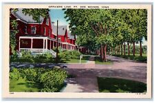 c1940's Officers Line Ft. Street Houses Lined Trees Des Moines Iowa IA Postcard picture