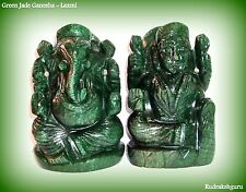 Divine Pair of Laxmi Ganesha Idols In Natural Green Jade - 1651 gm  picture