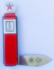 Franklin Mint Collector Knife Red Texaco Single Blade Stainless Steel W/Case COA picture