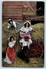 Lewiston Minnesota MN Postcard Haying Three Ladies Winona 1909 Vintage Antique picture