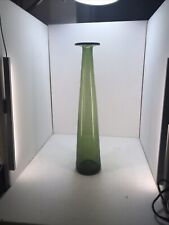 Collectible Tall Glass Bottle Avocado Green 15.25” T Flat Top Hand Blown  picture