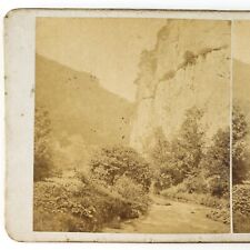 Chee Dale River Wye Stereoview c1890 Derbyshire Peak District England Card B1965 picture