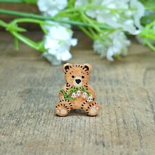 Lily Of The Valley Pin Handmade May Birthday Gift Tiny Teddy Bear Flower Brooch picture