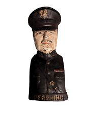 Vintage WW1 US General John J Pershing Cast Iron Coin Bank Painted Antique picture