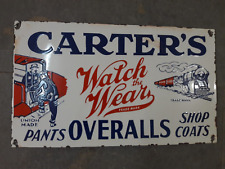 PORCELAIN CARTER'S ENAMEL SIGN 36X18 INCHES picture