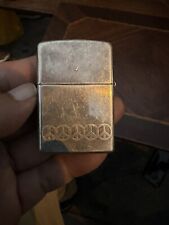 Vintage Silver Finish Peace Sign Zippo Lighter USA Made picture