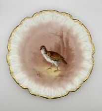 Stunning Limoges France Hand-Painted Partridge Bird Plate with Gold Trim picture