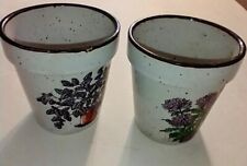 VTG Price Imports Japan Lot Of Two Small Speckled Pottery Planters - Flower Pics picture
