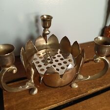 International Silver Co. 3 Armed Candlestick Holder, Center Lotus, Silver plated picture
