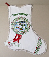 Christmas Stocking Handmade Embroidery Merry Christmas Lace 17