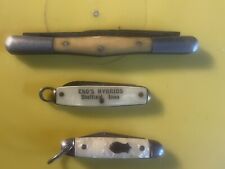 3-VINTAGE ADVERTISING MINI POCKET KNIVES GOOD USED CONDITION MADE USA L33 picture