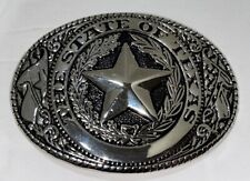 State Of Texas Metal Belt Buckle Silver Oval Shape with Star Western Wear picture