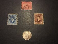 HIGHER GRADE 1942 EGYPT SILVER 2 PIASTRES COIN-KING FAROUK 3 STAMPS 1800’s LOT  picture