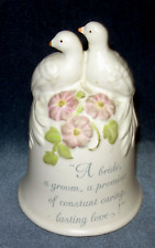Vintage Porcelain bell, Romantic Expressions 1989 Doves & Message 4.25
