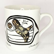 Vintage Banawe Killer Whale Porcelain Gilt Coffee Mug Canada Indigenous Artist  picture