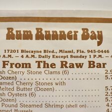 1984 Rum Runner Bay Restaurant Menu Biscayne Boulevard North Miami Beach Florida picture