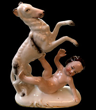 WKC Gräfenthal Porcelain German Art Deco Boy with Borzoi Dog picture
