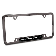 Ford Super-Duty Black Insert Gunmetal Chrome Stainless Steel License Plate Frame picture