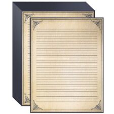 48 Sheets Vintage Lined Paper with Antique Border Design, Aged Stationery picture
