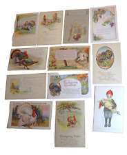 12 Antique 1920s Thanksgiving Postcards Embossed Glitter Great Graphics Nice Lot picture