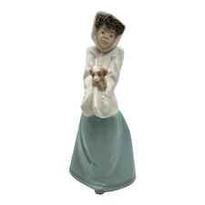 NAO BY Lladro Figurine Young Winter Brillo Girl Holding Puppy Dog 01296 11 3/4