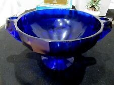 Antique Colbalt Blue fruit compote candle holders crystal bowl L12.23 picture