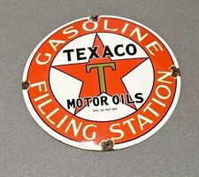 VINTAGE 12” DOMED TEXACO PORCELAIN SIGN CAR GAS OIL TRUCK picture