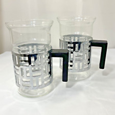 Set Of 2 Bodum Eileen Coffee Tea Mugs Cups Art Deco Geometric Chrome Picard picture
