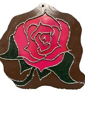Vintage Hand Forged Red Rose And Hand Painted On Metal Wall Art picture