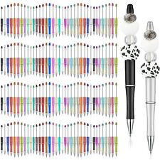 150 Pieces Plastic Beadable Pen Bulk Bead Ballpoint Pen Assorted Bead Pen Bla... picture